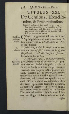 Titulus XXI. De Censibus., Exactionibus, & Procurationibus.
