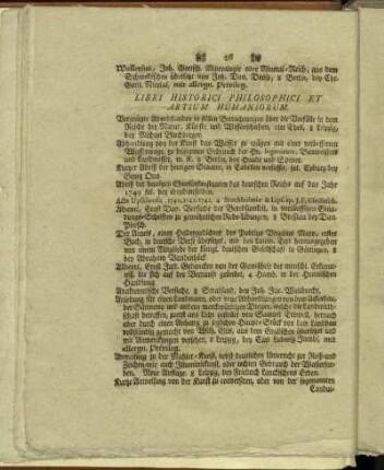 Libri Historici Philosophici Et Artium Humaniorum.