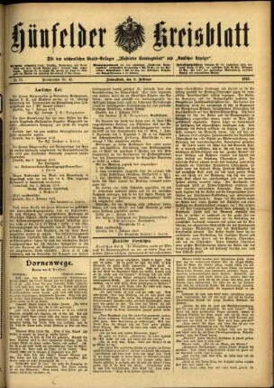 Ausgabe vom Samstag, den 08. Februar 1913.