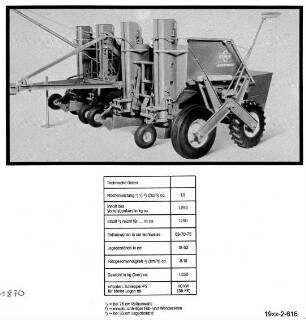 Kartoffellegemaschine mit Kennwerten