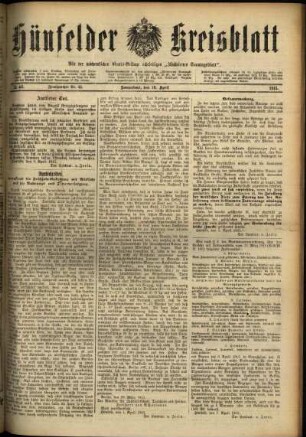 Ausgabe vom Samstag, den 10. April 1915.