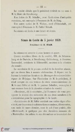 Séance du Comité du 3 janvier 1859