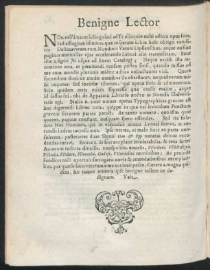 Benigne Lector