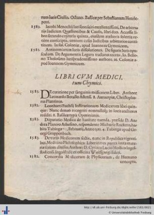 Libri Cvm Medici, tum Chymici.