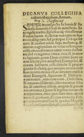 Decanus Collegii Facultatis liberalium Artium.