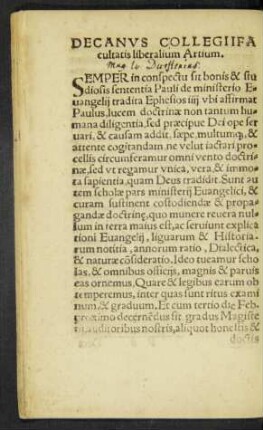 Decanus Collegii Facultatis liberalium Artium.