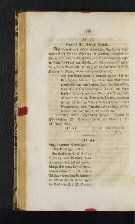 No. 23. Namens Sr. Königl. Majestät.