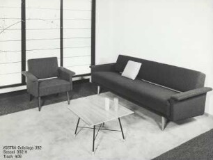Walter Knoll Liege "Vostra 392", Sessel "392 H" und Tisch "408" von Rolf Grunow