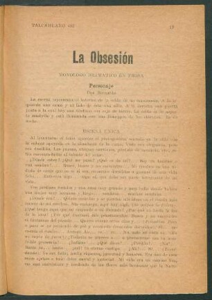 La obsesión : Monólogo dramático en prosa