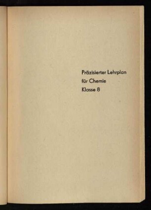 Präzisierter Lehrplan für Chemie Klasse 8