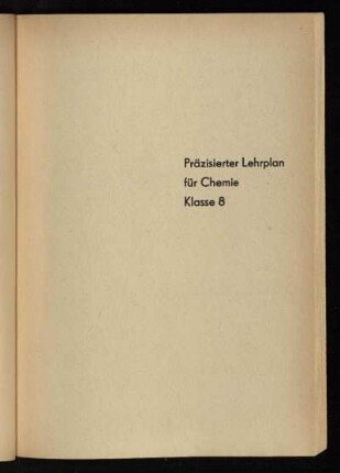 Präzisierter Lehrplan für Chemie Klasse 8