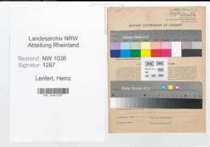 Entnazifizierung Heinz Lenfert , geb. 11.11.1909 (Schlosser)