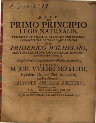 De Primo Principio Legis Naturalis