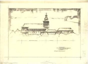 Gsaenger, Gustav; Amberg / Oberpfalz (Bayern); Dreifaltigkeits Kirche, Pfarrhaus, Beneficatenhaus und Schule - Ansicht