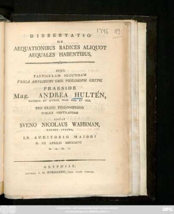 Part. 2: Dissertatio De Aequationibus Radices Aliquot Aequales Habentibus
