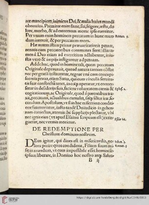 De redemptione per Christum dominum nostrum