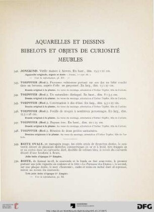 Aquarelles et dessins, bibelots et objets de curiosité, meubles (Nr. 342-364)
