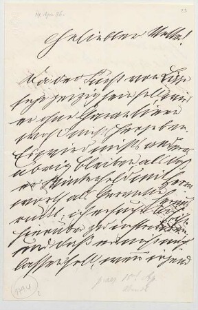 Ludwig II. von Bayern (1845 - 1886) Autographen: Brief von Ludwig II. an Prinz Ludwig Ferdinand von Bayern - BSB Autogr.Cim. Ludwig .23