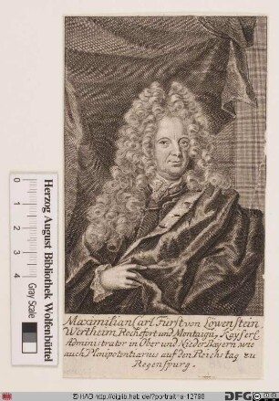 Bildnis Maximilian Carl Graf Löwenstein-Wertheim-Rochefort, 1711 Fürst zu