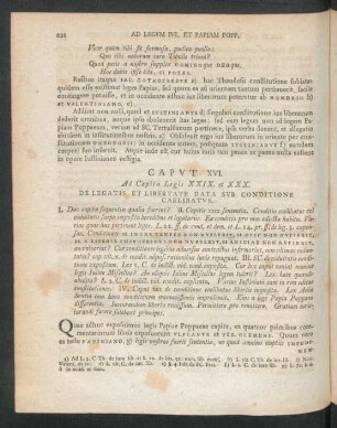 Caput XVI. Ad Capita Legis XXIX. et XXX. De Legatis Et Libertate Data Sub Conditione Caelibatus