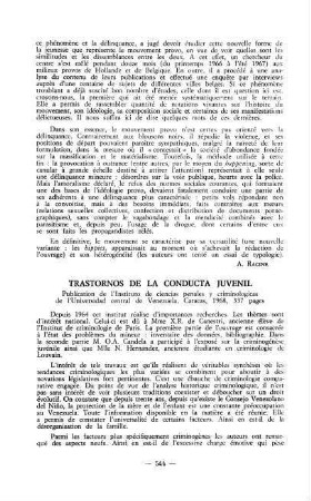 544-545, Trastornos de la conducta juvenil, Instituto de ciencias penales y criminologicas de l'Universidad central de Venezuela