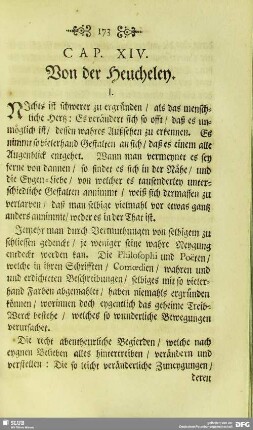 Cap. XIV. Von der Heucheley