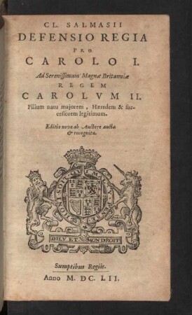 Cl. Salmasii Defensio Regia Pro Carolo I.