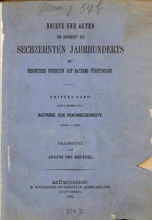 Beiträge zur Reichsgeschichte 1546 - 1552