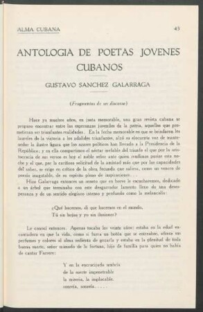 Antología de Poetas jóvenes cubanos - Gustavo Sánchez Galarraga : (Fragmentos de un discurso)