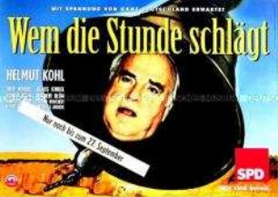 Wahlplakat der SPD zur Bundestagswahl 1998 satirisch ein Filmplakat fingierend