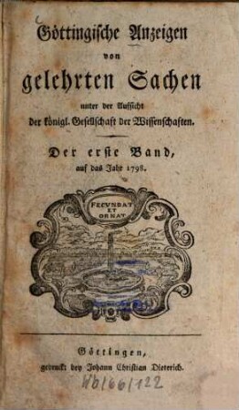 Göttingische Anzeigen von gelehrten Sachen. 1798, 1798, 1