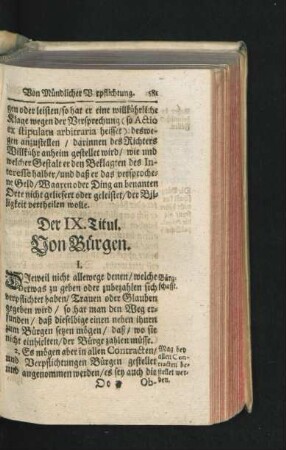 Der IX. Titul. Von Bürgen.