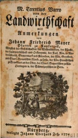 M. Terentius Varro von der Landwirthschaft