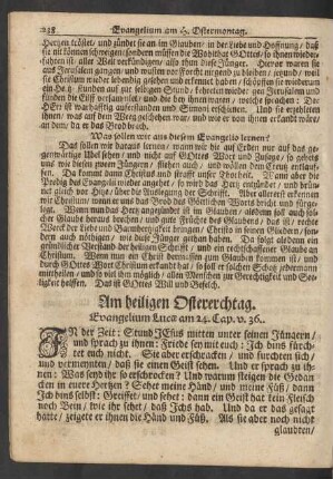 Am heiligen Ostererchtag. Evangelium Lucae am 24. Cap. v. 36.