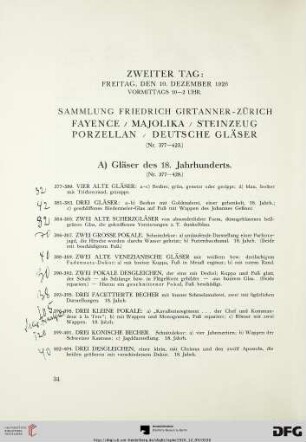Zweiter Tag: Freitag, den 10. Dezember 1926 vormittags 10-2 Uhr (Nr. 377-623)