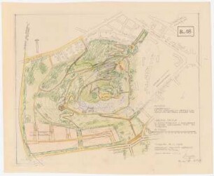Planung für Plowdiw: Gärtnerische Gestaltung des Djendem Tepe-Hügels, Lageplan 1:2000