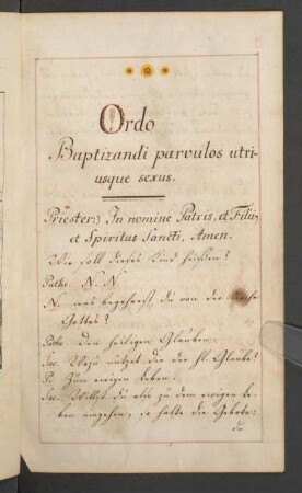 Ordo Baptizandi parvulos utrisque sexus.