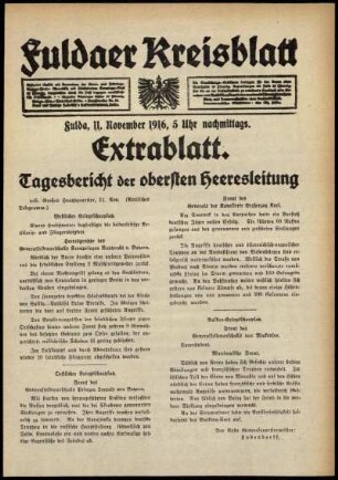 Ausgabe vom Samstag, den 11. November 1916.
