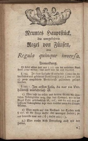 Neuntes Hauptstück die umgekehrte Regel von Fünfen oder Regula quinque inversa.