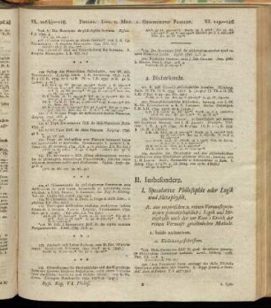 I. Speculative Philosophie oder Logik und Metaphysik