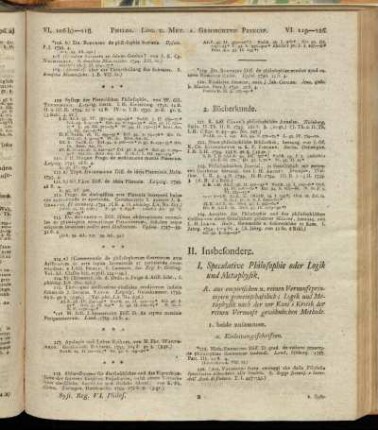 I. Speculative Philosophie oder Logik und Metaphysik
