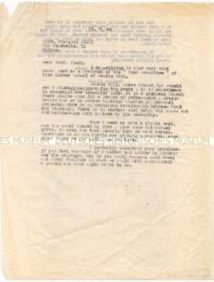 Brief des Pendle Hill College an einen italienischen Quäker - Sachkonvolut