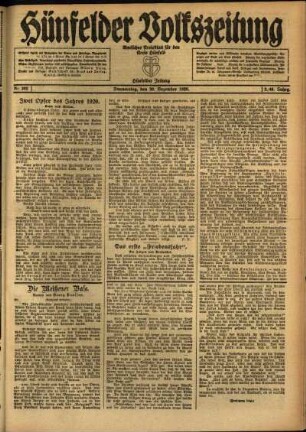 Ausgabe vom Donnerstag, den 30. Dezember 1920.