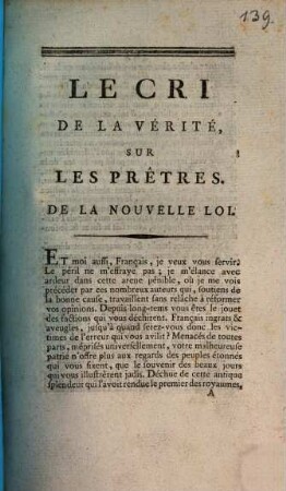 Le cri de la vérité sur les prêtres de la nouvelle loi