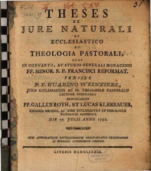 Theses ex iure naturali et ecclesiastico
