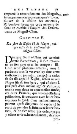 Chapitre V. Du sert de Kajàn & de Nagos, unique reste de la Posterité de Mogull-Chan