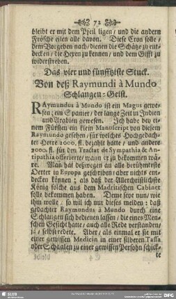 Das vier und fünfftzigste Stuck. Von deß Ramundi à Mundo Schlangen-Geist
