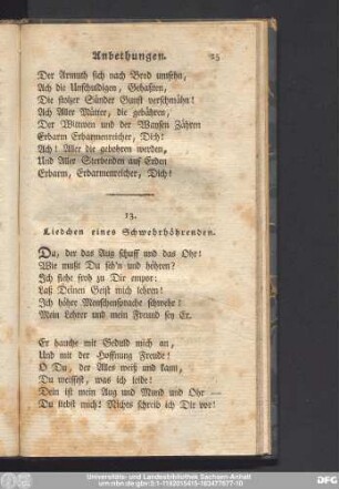 13. Liedchen eines Schwehrhöhrenden.