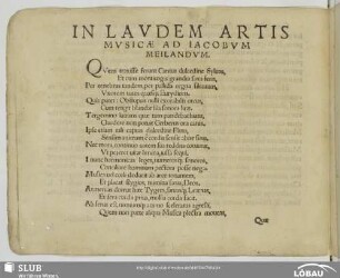 In Laudem artis musicae ad Iacobum Meilandum