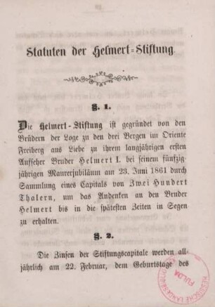Statuten der Helmert-Stiftung